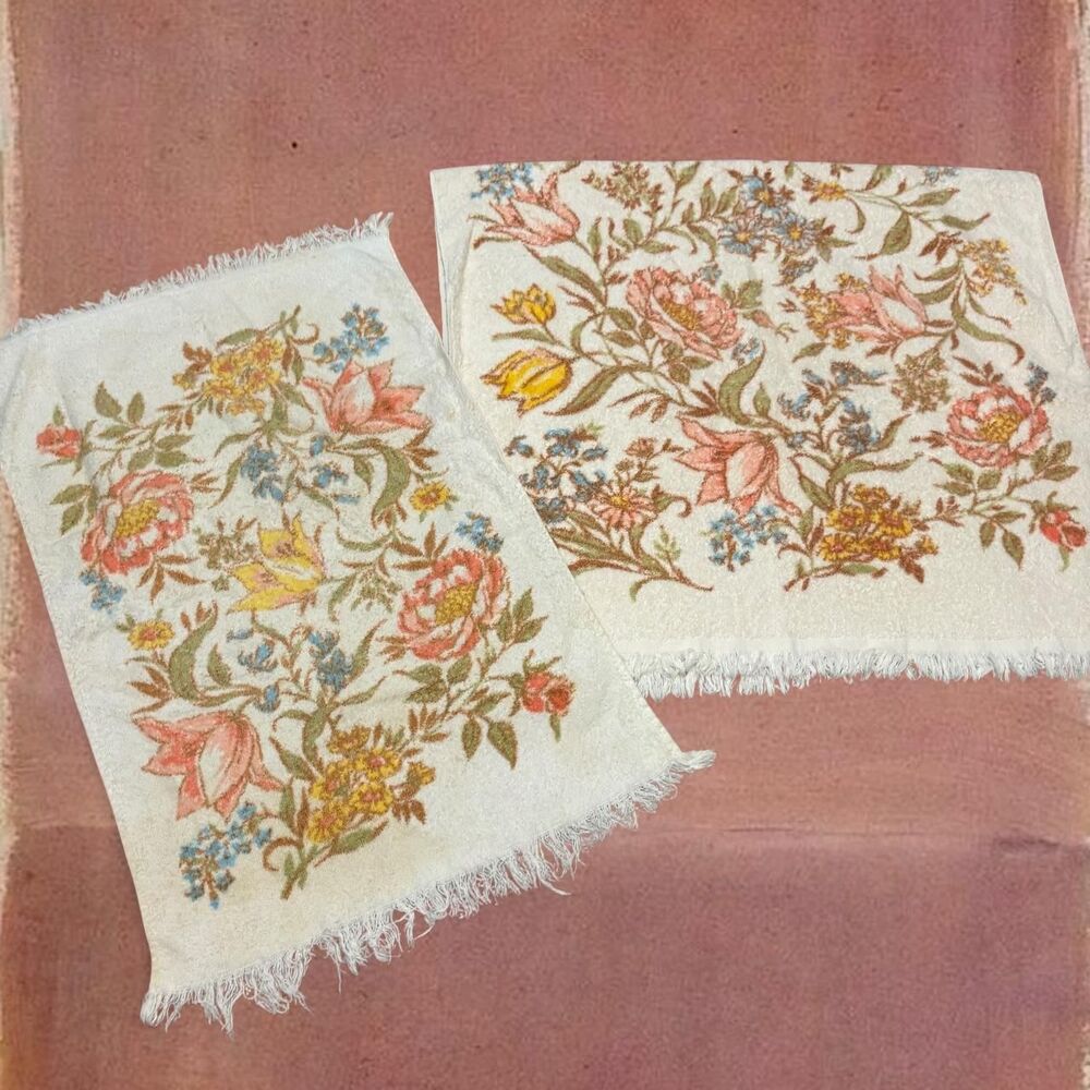Vintage Cottage Boho Floral Pastel Feminine Hand Towels Set